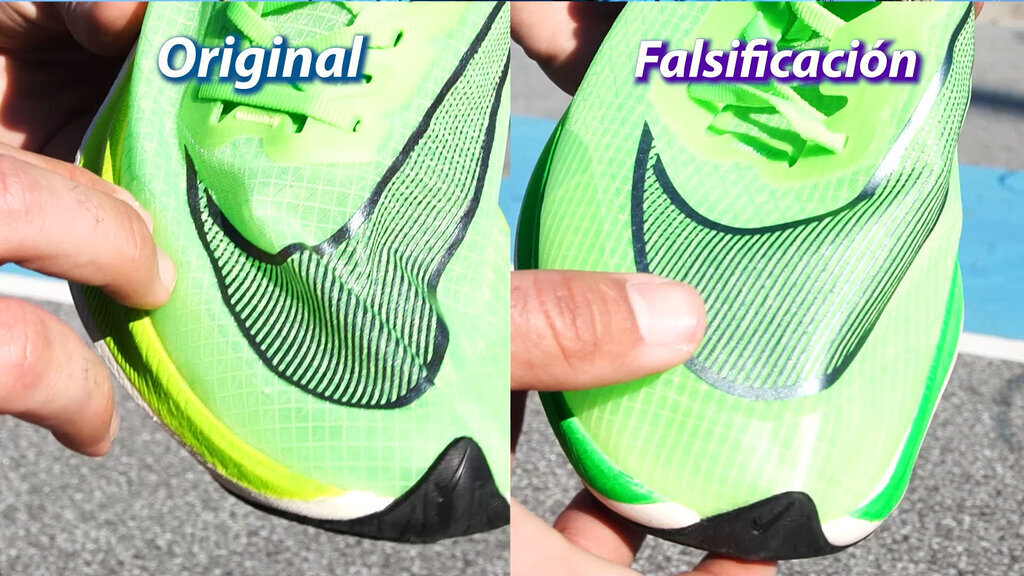 Centelleo Radioactivo pañuelo de papel Nike ZoomX Vaporfly NEXT% originales VS falsas - ROADRUNNINGReview.com